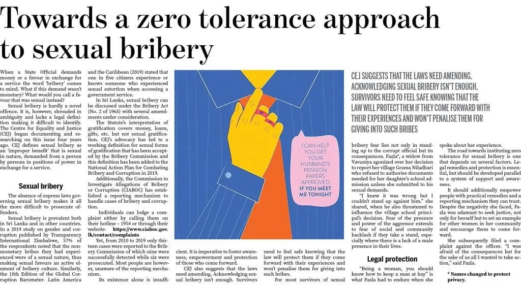 Towards a zero tolerance approach to sexual bribery