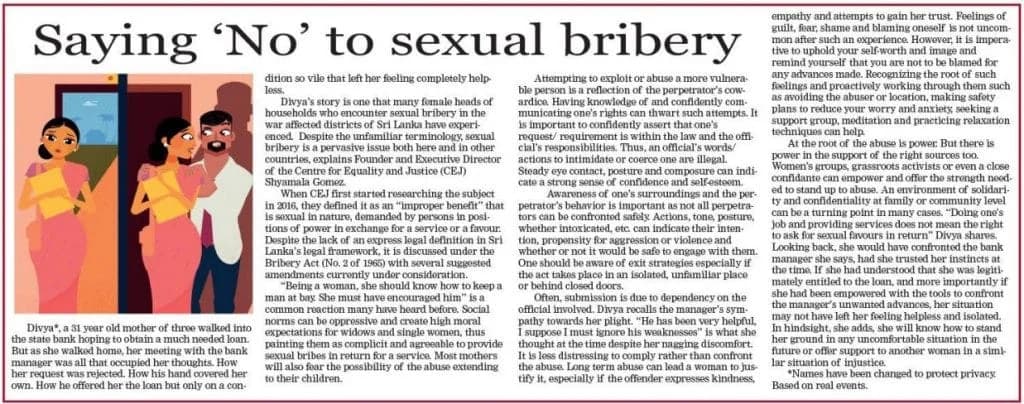 Saying No to sexual bribery