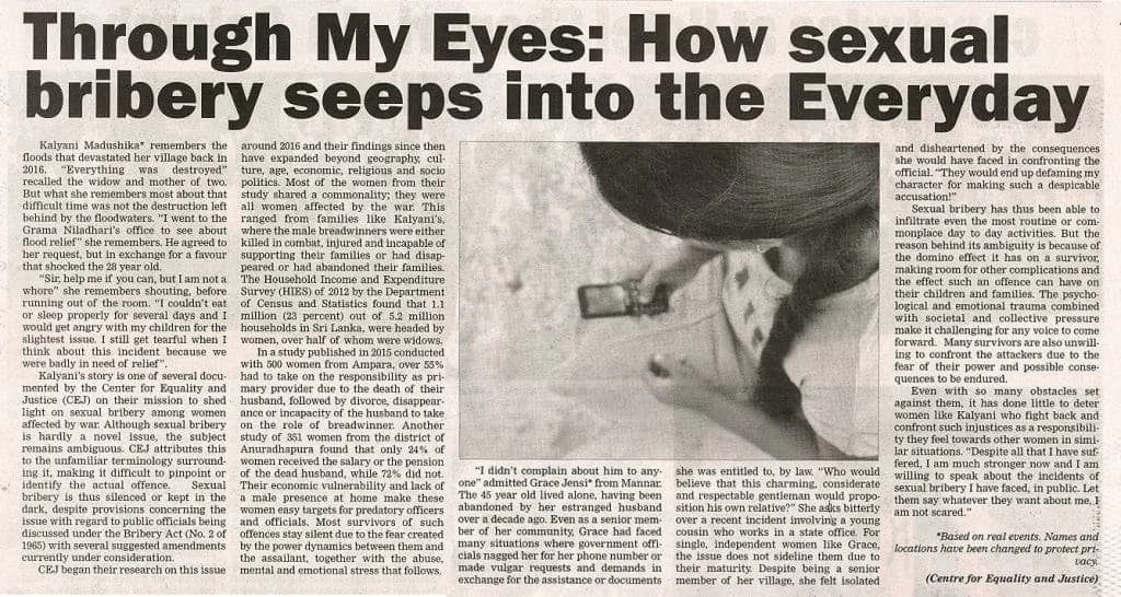Through my eyes: How sexual bribery seeps into the Everyday