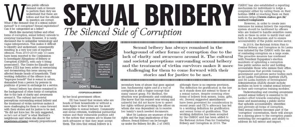 Sexual bribery: the silenced side of corruption